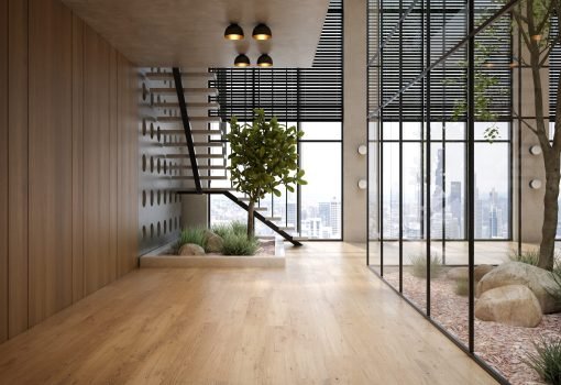 Modern style conceptual interior empty room 3 d illustration